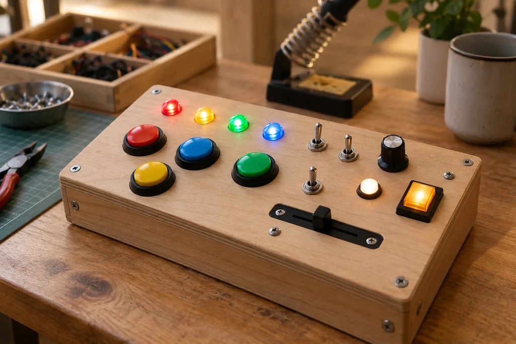 Un divertente Busy Board elettronico per bambini e hacker